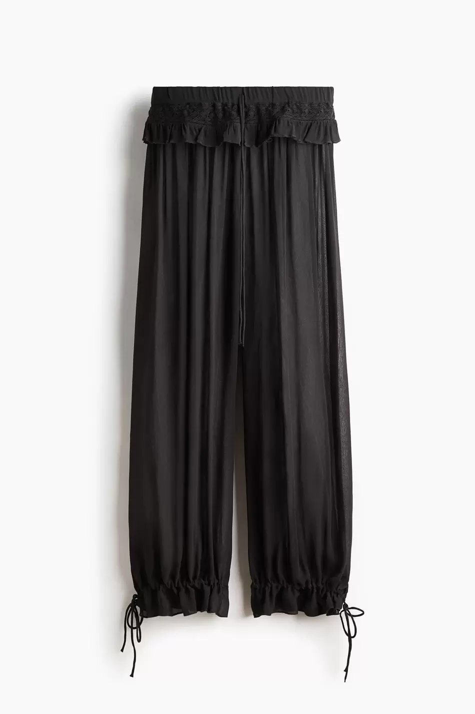 Pantalón de viscosa con detalles de encaje
