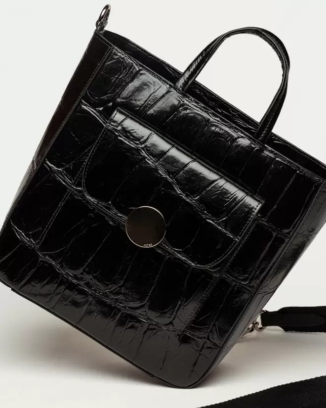 Shopper The Circle en cuero grabado big croco