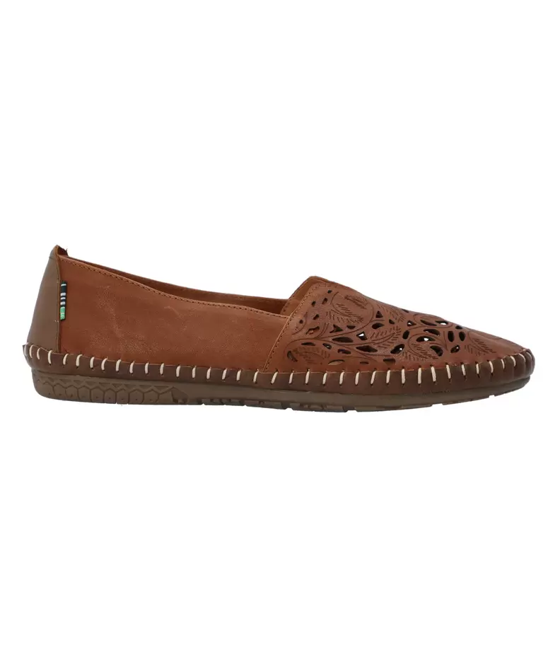 Slip On Cuero Mujer Hibiscus Café