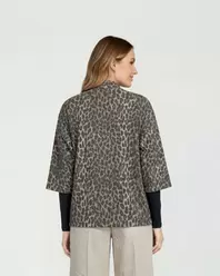 Tapado Mujer Julieta Relaxed Cuello Tipo Kimono Manga Caída Leopardo Lineatre