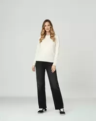 Sweater Mujer Marcela Relaxed Fit Cuello Redondo Manga Caída Crudo Lineatre