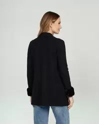 Cardigan Mujer Renata Cuello Con Solapa Negro Lineatre