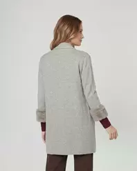 Cardigan Mujer Renata Relaxed Cuello Con Solapa Manga Acampanada Fango Lineatre
