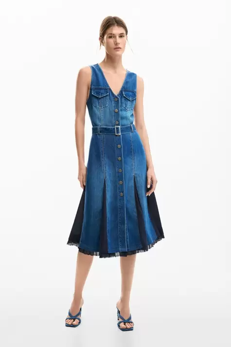 Vestido denim midi