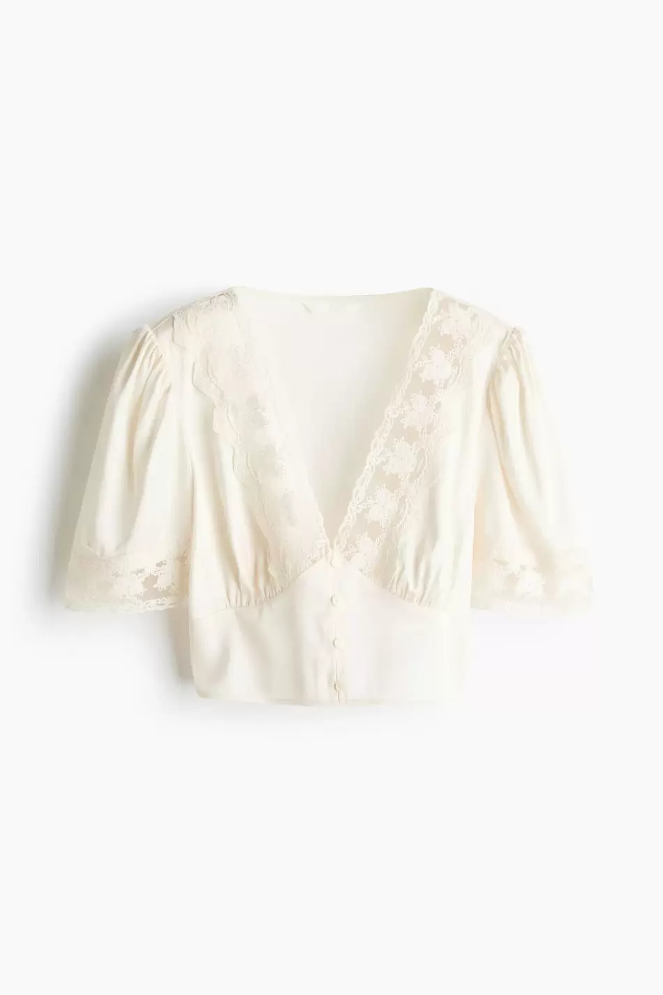 Top cropped con ribetes de encaje