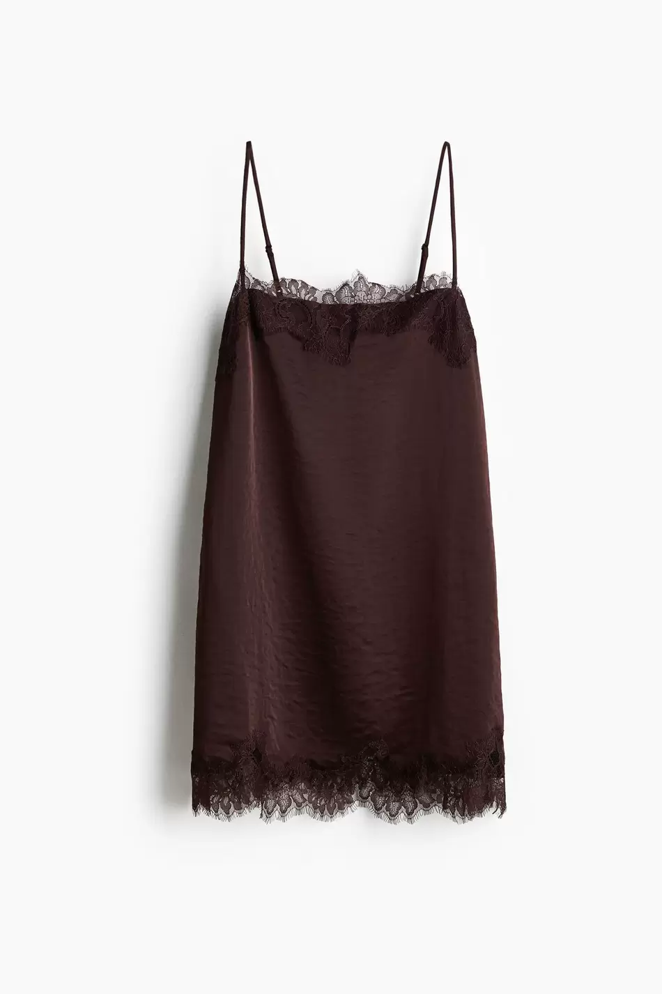 Vestido lencero con ribetes de encaje