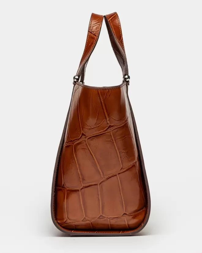 Cartera de mano Tess en cuero grabado big croco