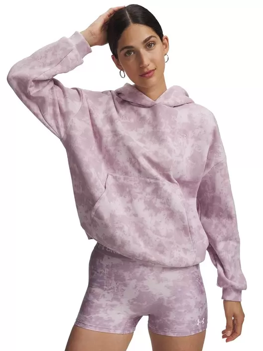 Polera manga larga UA Icon Fleece Printed rosada para mujer