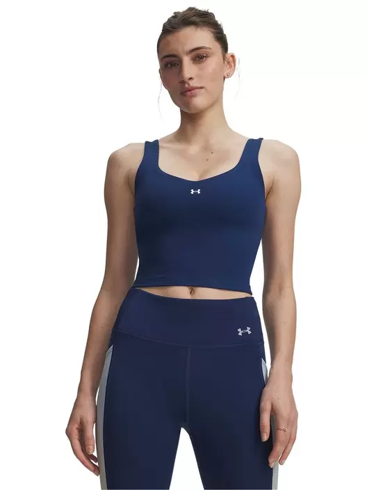 Polera sin manga UA Motion azul marino para mujer
