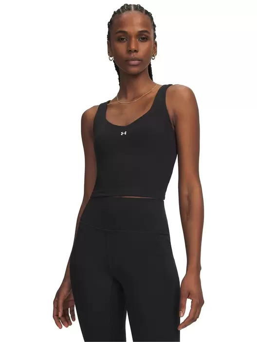 Polera sin manga UA Motion negra para mujer