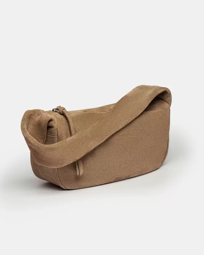 Cartera al hombro Nicky en cuero gamuza