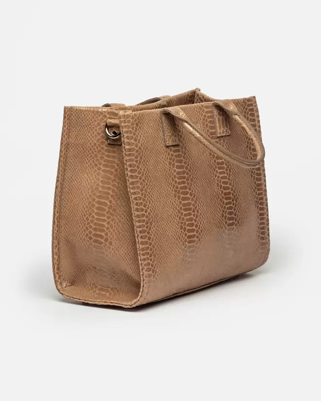 Cartera de mano Capri en cuero gamuza anaconda