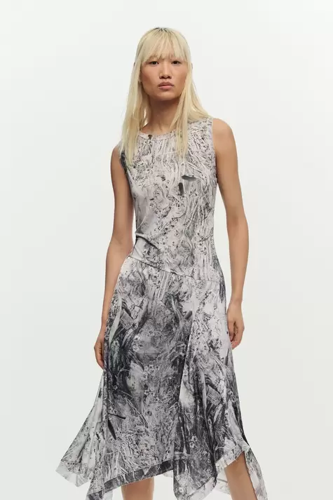 Vestido evasé drapeado