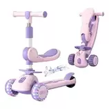 Scooter Monopatín Ruedas Led Musical Plegable Niño Regulable - Rosa