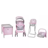 Coche Travel de Juguete para Muñeca Rosado + Cuna