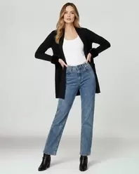 Cardigan Mujer Renata Cuello Con Solapa Negro Lineatre