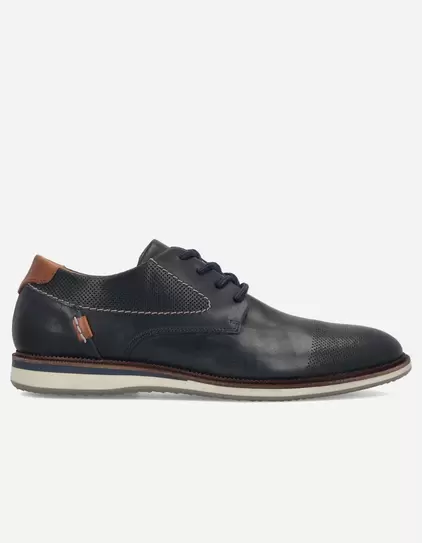 Zapatos Casual Hombre Cuero Perforado Toulouse Azul Bullboxer
