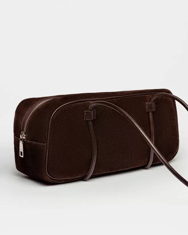 Cartera al hombro Horizon en cuero gamuza