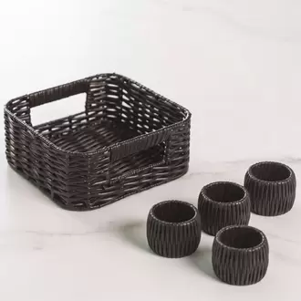 Kit Set 4 Anillos para Servilletas +Servilletero Coquinaria