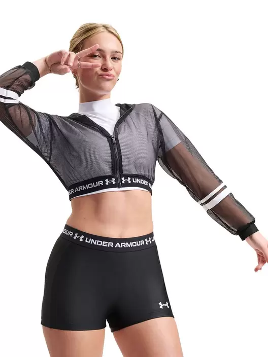 UA HeatGear Mesh Full Zip Chaqueta negra para mujer