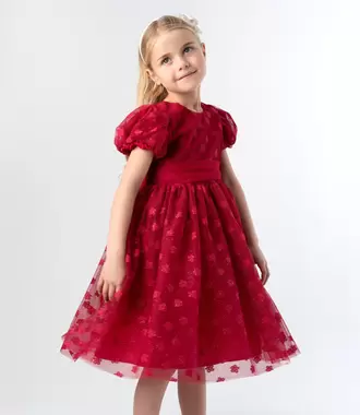 Vestido niña con flores bordadas