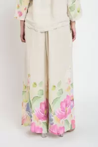 Pantalón Mujer Gala Largo Tiro Alto Beige Lineatre