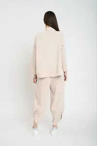 Pantalón Mujer Inés Largo 3/4 Tiro Alto Beige Lineatre