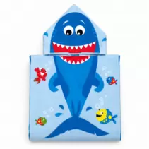 Poncho Infantil de Microfibra con Capucha Diseño Tiburón 60 x 120 cm