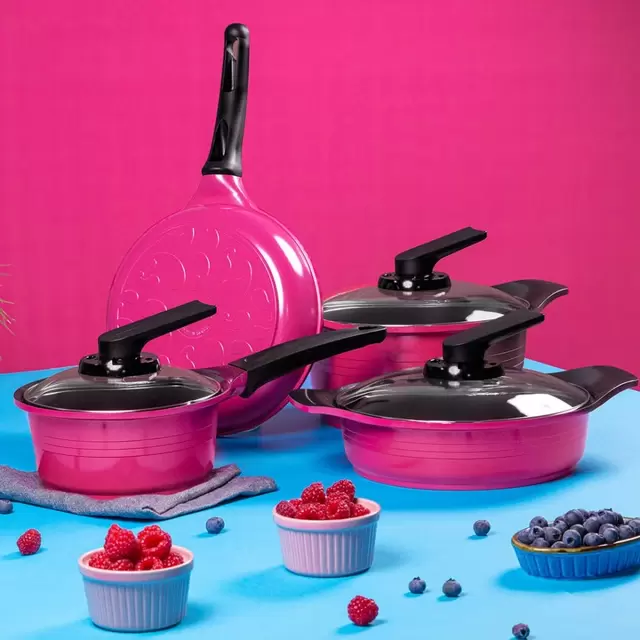 Batería de Cocina de 7 piezas Raspberry de