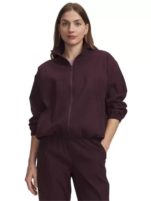Chaqueta UA Unstoppable Woven Full Zip roja para mujer