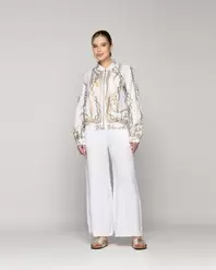 Chaqueta Mujer Bomber Constanza Blanca Con Diseño De Cadenas Doradas Lineatre