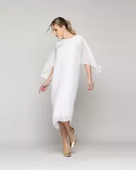 Vestido Mujer Vianney Mangas Con Capa Blanco Lineatre