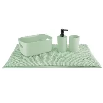 Set Baño 4 Pcs Canasto+Piso+Dispen. Verde
