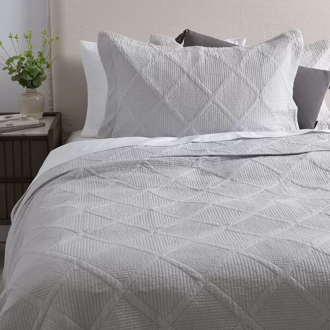 Cubrecama Quilt Rombos 2 Plazas Gris