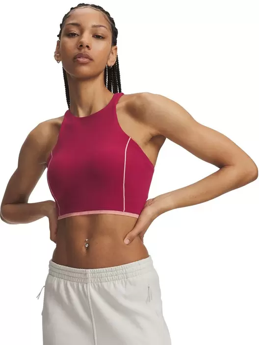 Polera sin manga UA Meridian Mesh Tank roja para mujer