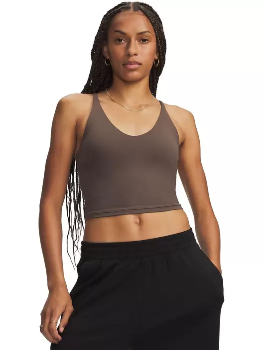 Polera sin manga UA Meridian Support café para mujer