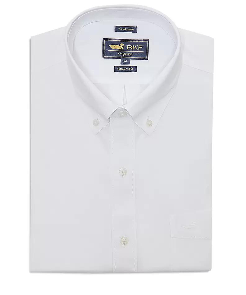 Camisa Libre De Arrugas Hombre Wor Cuello Button-Down Blanco
