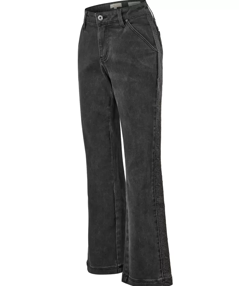 Jeans Fibras Recicladas Mujer Roots Gris