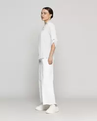 Blusa Mujer Carolina Slim Fit Tela Ligera Blanca Lineatre