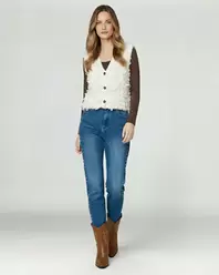 Gillet Mujer Fabiola Relaxed Cuello En V Blanco Lineatre