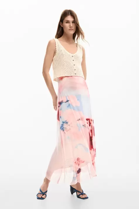 Vestido combinado crochet