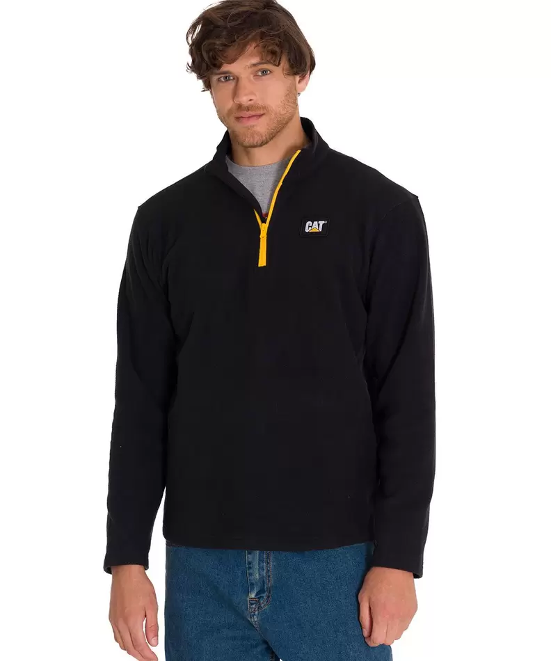 Polar Casual Hombre MICROFLEECE QUARTER ZIP NEGRO/AMARILLO CAT