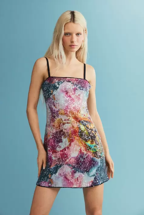 Vestido flor lentejuelas
