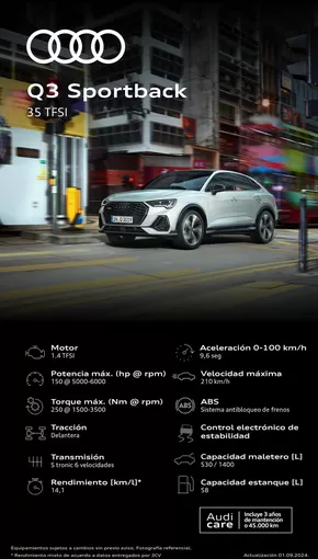 Catálogo Audi en Concepción | Audi Ficha Técnica Nueva Q3 Sportback 35 TFSI | 2024-09-30T00:00:00.000Z - 2025-09-30T00:00:00.000Z