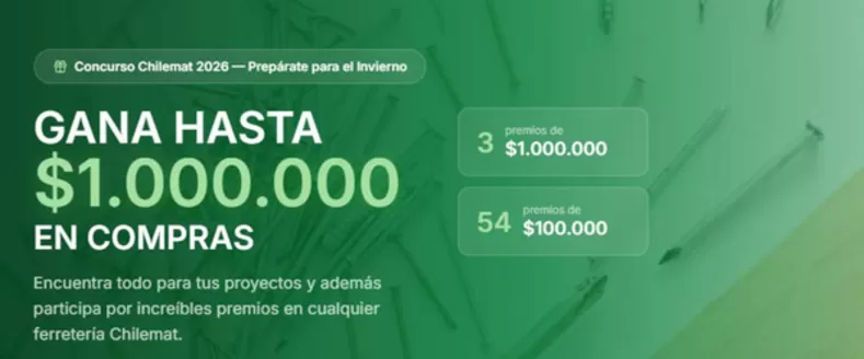 Catálogo Chilemat en Peñalolén | Gana hasta $1.000.000 | 2026-04-22T00:00:00.000Z - 2026-06-30T00:00:00.000Z