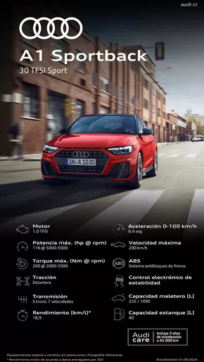 Catálogo Audi en Las Condes | Audi Ficha técnica A1 30 TFSI Sport | 2025-03-27T00:00:00.000Z - 2026-03-27T00:00:00.000Z