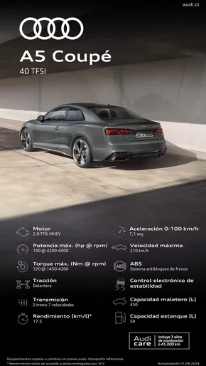 Catálogo Audi en La Serena | Audi Ficha técnica A5 Coupé 40 TFSI | 2025-03-27T00:00:00.000Z - 2026-03-27T00:00:00.000Z