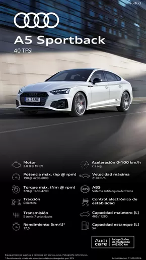 Catálogo Audi en La Serena | Audi Ficha técnica A5 Sportback 40 TFSI | 2025-03-27T00:00:00.000Z - 2026-03-27T00:00:00.000Z