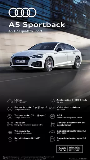 Catálogo Audi en La Serena | Audi Ficha técnica A5 Sportback 45 TFSI quattro Sport | 2025-03-27T00:00:00.000Z - 2026-03-27T00:00:00.000Z