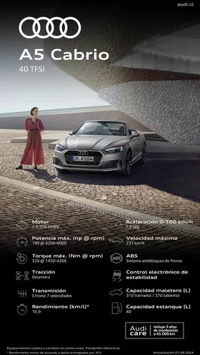 Catálogo Audi en La Serena | Audi Ficha técnica Nuevo A5 Cabrio 40 TFSI | 2025-03-27T00:00:00.000Z - 2026-03-27T00:00:00.000Z